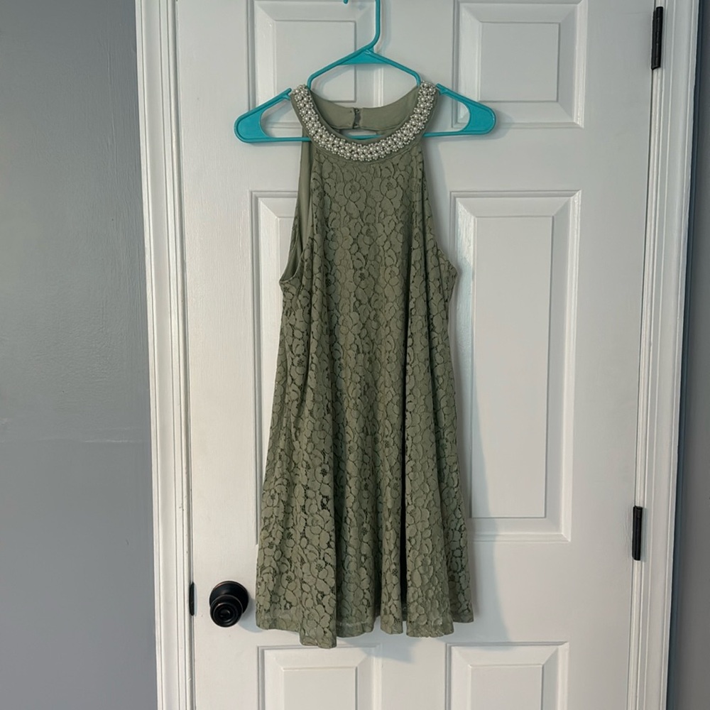 Altar’d State Alanna Pearl Sleeveless Swing Dress Mint Green